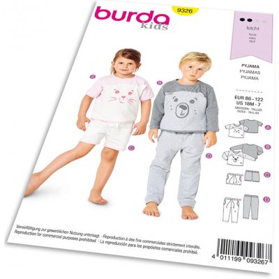 Střih Burda 9326 - Dětské pyžamo – Hledejceny.cz
