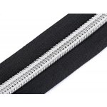 Zip spirálový šíře 10 mm metráž se stříbrnými zoubky - černá – Zboží Mobilmania