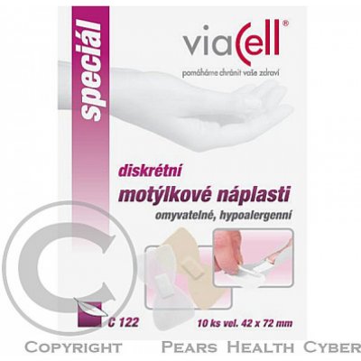 Viacell C122 průhledné a prodyšné motýlkové náplasti k ošetření prstu 4,2 x 7,2 cm 10 ks