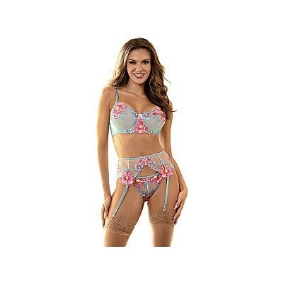 Subblime Flower Embroidered Bra And Garter Belt Set – Zboží Dáma
