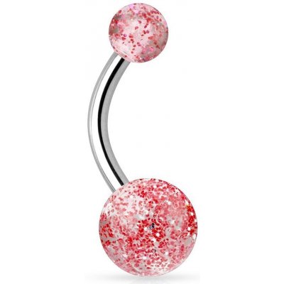 Šperky4U piercing do pupíku banánek se třpytkami BA01044-R – Zboží Mobilmania