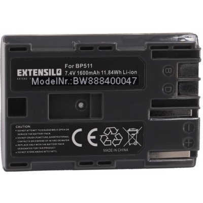 Extensilo Baterie BP-508 / BP-511 / BP-511A / BP-512 / BP-514 pro Canon EOS 100 / EOS D60 / Powershot G6, 1600 mAh