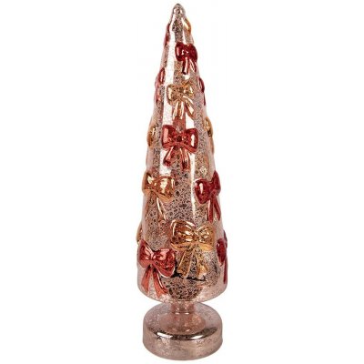 Skleněný LED vánoční stromek s mašličkami – Ø 10*37 cm / 3×AA cm - Clayre & Eef – Hledejceny.cz