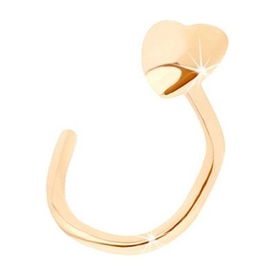 Šperky Eshop piercing do nosu ve žlutém zlatě zahnutý drobné vypouklé srdíčko S2GG95.32 – Zboží Dáma