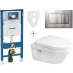 Geberit Duofix - sada pro závěsné WC 111.300.00.5 AZ + klozet a sedátko se softclose Villeroy & Boch Architectura + tlačítko Sigma30, lakovaný chrom mat easy-to-clean/chrom lesk 111.300.00.5 AZ7 – Zboží Mobilmania