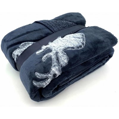 Avax Deka z mikrovlakna JELEN oboustranná s imitací kožešiny šedá 150x200 – Sleviste.cz