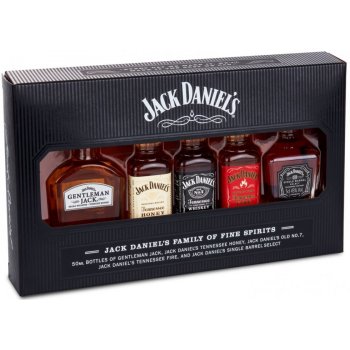 Jack Daniel's Family of Fine Spirits sada 39 % 5 x 0,05 l (holá láhev)