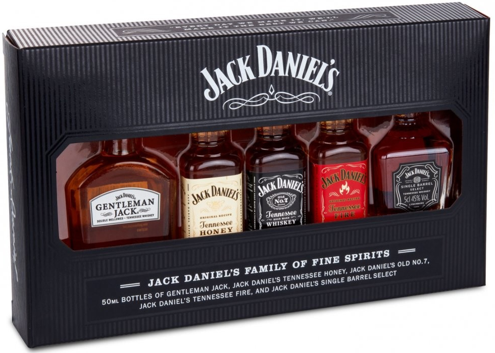 Jack Daniel\'s Family of Fine Spirits sada 39 % 5 x 0,05 l (holá láhev)