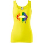 Dobrý Triko dámské tílko s potiskem Pride ústa Citrónová – Zboží Dáma