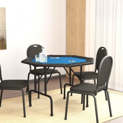 zahrada-XL Skládací deska na poker pro 8 hráčů modrá 108 x 108 x 75 cm