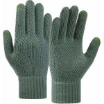 Pletené zimní rukavice na dotykový displej mobilu zelené