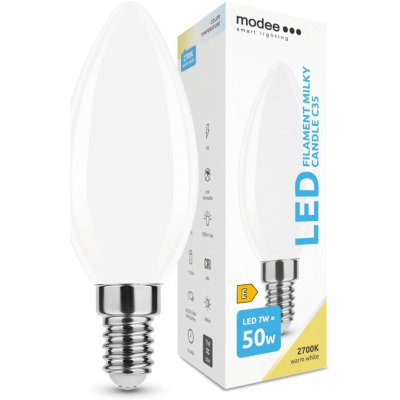 Modee Smart Lighting LED Filament Milky Candle C35 žárovka E14 7W teplá bílá – Hledejceny.cz