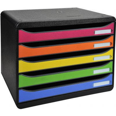 Exacompta Plus box na šířku 5 zásuvek černý / barevný