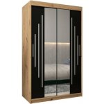 DobreSny York1 se zrcadlem 120 x 200 cm černá / dub artisan – Zbozi.Blesk.cz