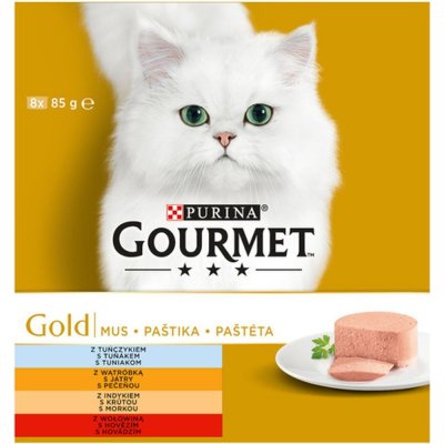 Gourmet Gold paštiky tuňák játra krůta hovězí 8 x 85 g – Sleviste.cz