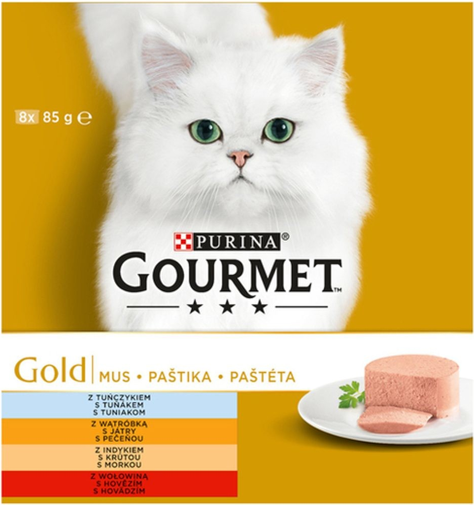 Gourmet Gold paštiky tuňák játra krůta hovězí 8 x 85 g