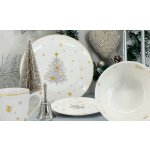 by inspire Vánoční mělký porcelánový talíř Stříbrná Koleda, 27 cm, stříbrná/zlatá – Zbozi.Blesk.cz