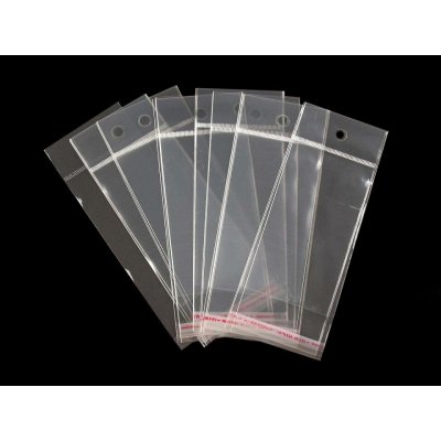 PP sáček s lepicí klopou a závěsem 6x10,5 cm Varianta: transparent, Balení: 100 ks – Zboží Mobilmania