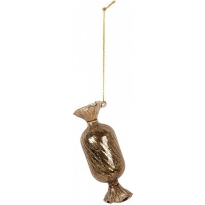 Clayre & Eef Zlato-hnědá skleněná vánoční ozdoba bonbón - 5*13 cm - Clayre & Eef – Hledejceny.cz