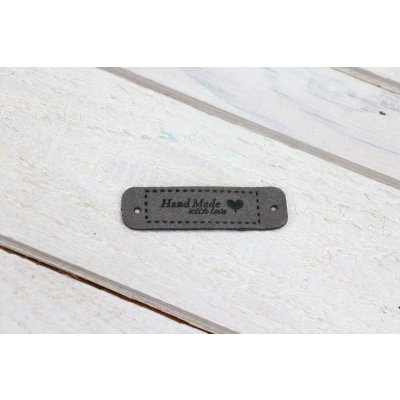 Pro Háčkování Hand Made koženková cedulka se srdíčkem 15x55 mm šedá – Hledejceny.cz