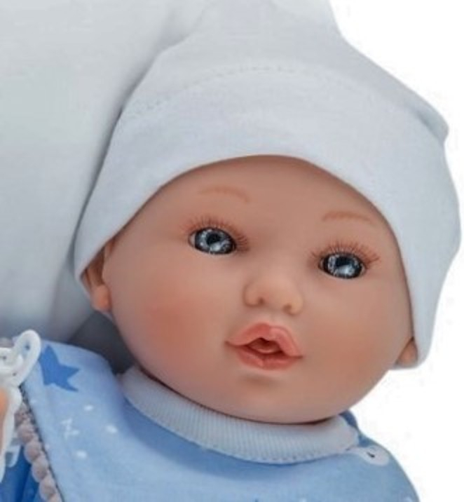 Marina & Pau Realistické miminko chlapeček Albín s modrým bryndáčkem
