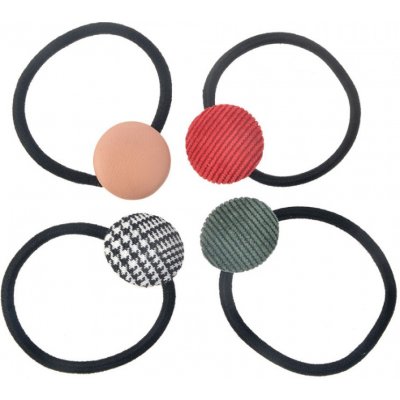 4 ks černých gumiček s barevnými kolečky – 3x1 cm