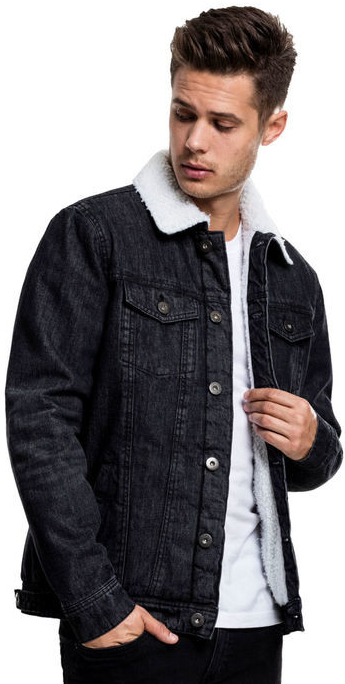 Urban classics Sherpa Lined Jeans Jacket rinsed denim