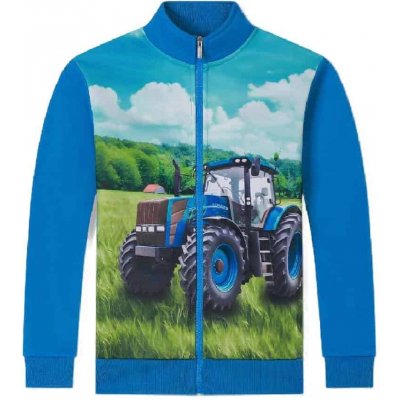 ZATEPLENÁ DĚTSKÁ MIKINA NA ZIP S TRAKTOREM NOVINKA Tyrkysová – Zboží Dáma