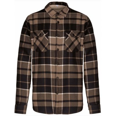 Pánská zateplená košile karamelová a černá – Zboží Dáma