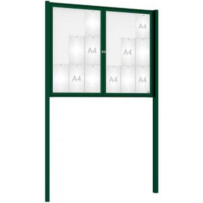 PROCITY Venkovní elegantní vitrína Tradition, 18 x A4 dvoukřídlá, včetně sloupků, zelená | Zboží Auto