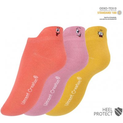 Vincent Creation ponožky dámské kotníčkové s výšivkou 3 páry mix barev – Zboží Mobilmania