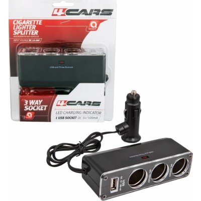4Cars Roztrojka zapalovače 12V / 24V s USB – Zboží Mobilmania