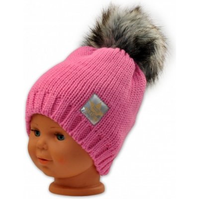 Baby Nellys Zimní čepička s bambulkou růžová – Zboží Dáma