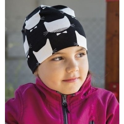 jarní podzimní dětská bavlněná čepice s potiskem kočky 30044690 – Zbozi.Blesk.cz