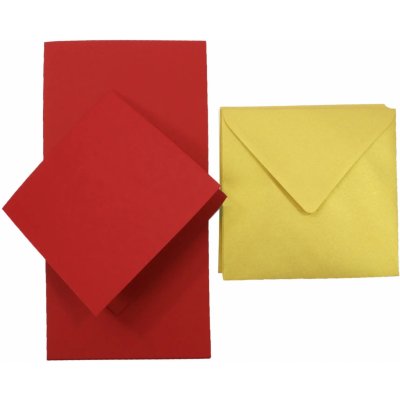Papírnictví základna červená čtvercová zlatá obálka – Zboží Mobilmania