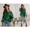 Dámský svetr a pulovr Fashionweek Luxusní svetr dámský s výstřihem do V NELI Zelená