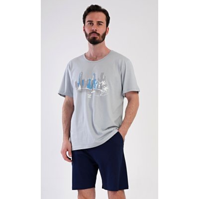 Vienetta MAN pánské pyžamo šortky Bruno: šedá – Zbozi.Blesk.cz