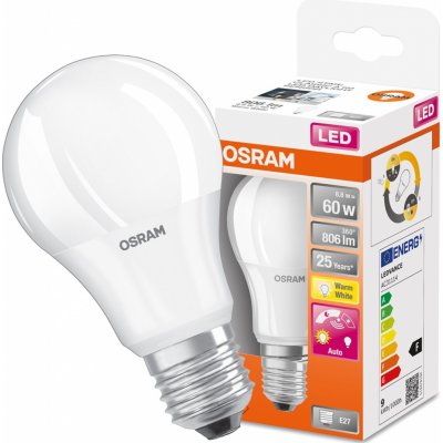 Osram LED žárovka se senzorem denního světla CLA60 8,8 W E27 2700 K teple bílá – Hledejceny.cz