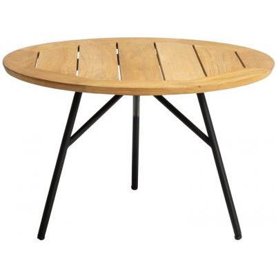 Stern Odkládací stolek Frida, kulatý 65x42 cm, rám lakovaný hliník černý (black matt), deska teak – Hledejceny.cz