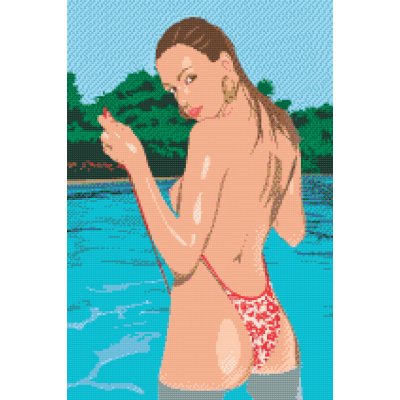 Vymalujsisam.cz Diamantové malování Lady v bazénu 40 x 60 cm pouze srolované plátno diamanty kulaté