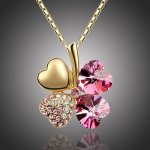 Sisi Jewelry Náhrdelník Swarovski elements čtyřlístek NH1026-N9554-21 Růžová – Zboží Dáma