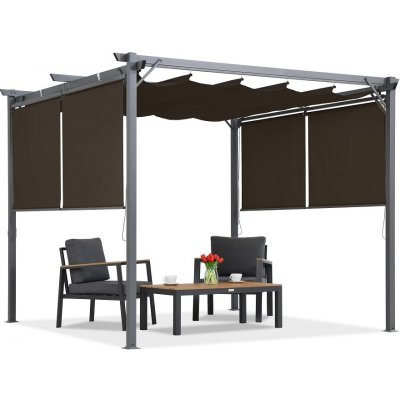 Garden Point terasová pergola s roletami La Palma 3x3 Hnědá – Sleviste.cz