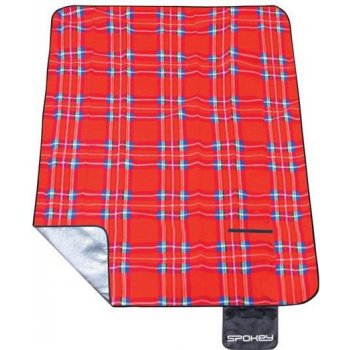 Spokey PICNIC TARTAN Pikniková deka s popruhem, 150 x 180 červené káro; K85043