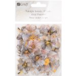DP Craft Samolepky květiny prachově šedé se zlacením 20ks – Sleviste.cz