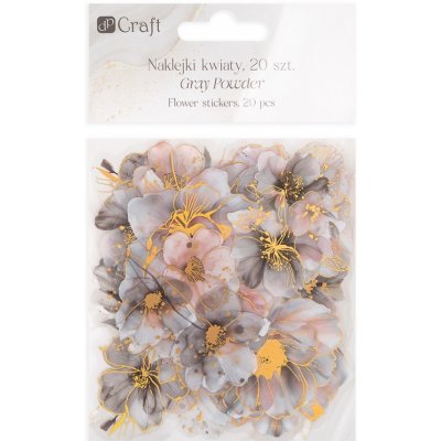 DP Craft Samolepky květiny prachově šedé se zlacením 20ks – Sleviste.cz
