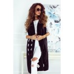 Fashionweek Dámská dlouhá pletená vesta s kapucí LIVIA Černá – Zboží Mobilmania