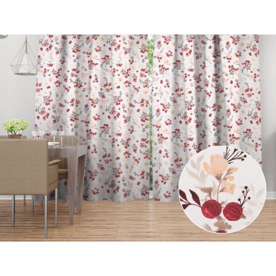 Biante Bavlněný závěs Sandra SA-784 Červený angrešt na bílém 150x190 cm – Hledejceny.cz