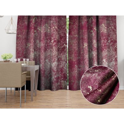 Biante Sametový závěs Isabela IBL-006 Gold Design vínový - šířka 135 cm 135x150 cm – Hledejceny.cz