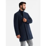 Ombre Men's coat with high collar and asymmetrical fastening black černá – Zboží Dáma