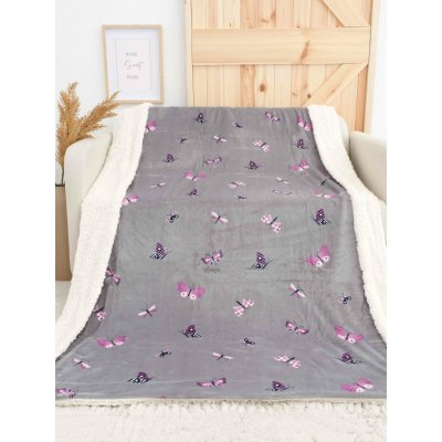 MKLuzkoviny.cz Beránková deka mikroplyš Exclusive Motýlci šedé 150x200 – Zboží Dáma